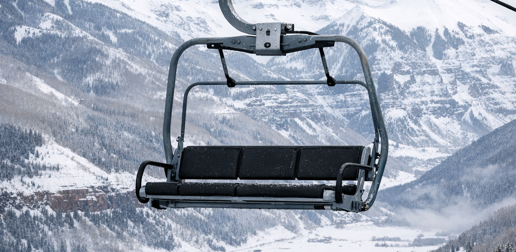 Telluride ski lift standing idle during the Telluride ski strike