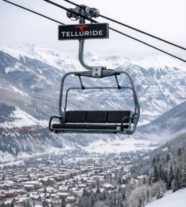 Telluride ski lift standing idle during the Telluride ski strike